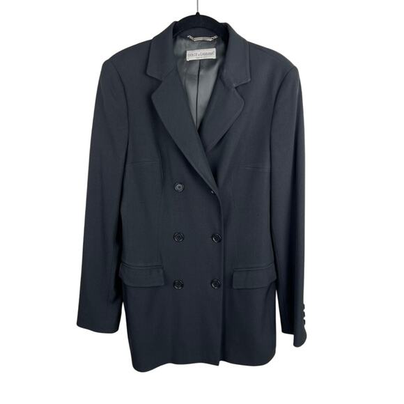 Dolce & Gabana Black Wool Italy Made Double Breasted Long Line Blazer IT 44/US 8 - Picture 1 of 9